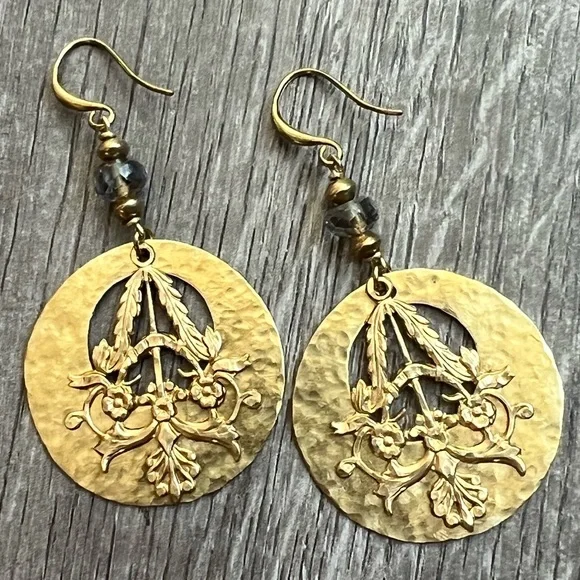 Handmade gemstone nouveau earrings. - Picture 7 of 9